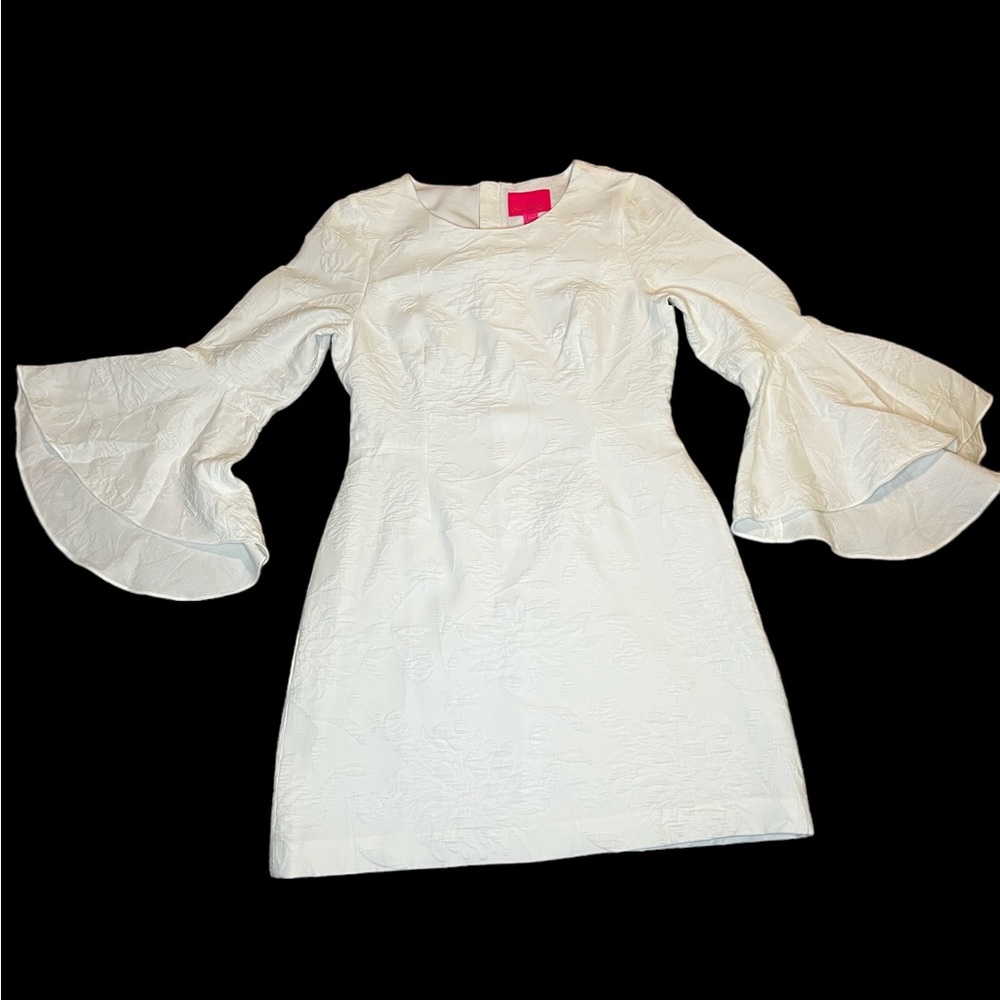 Lilly Pulitzer White Textured Bell Sleeve Mini - Picture 2 of 9